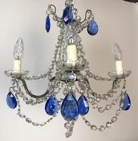 Vintage French Chandelier 4 Arm Crystal Ceiling Light with Sapphire Blue Glass (5 of 13) Vintage French Chandelier 4 Arm Crystal Ceiling Light with Sapphire Blue Glass (5 of 13)