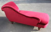 1940's Mahogany Framed Chaise in Red Upholstery (4 of 4) 1940's Mahogany Framed Chaise in Red Upholstery (4 of 4)