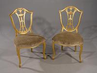 Rare Pair of Late 18th Century French Hepplewhite Gilded Side Chairs (6 of 6) Rare Pair of Late 18th Century French Hepplewhite Gilded Side Chairs (6 of 6)