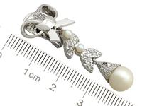 0.54ct Diamond & Pearl, 18ct White Gold Drop Earrings - Vintage c.1960 (7 of 9) 0.54ct Diamond & Pearl, 18ct White Gold Drop Earrings - Vintage c.1960 (7 of 9)