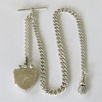 Antique Silver Watch Chain with Unusual Locket