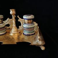 Antique Brass and Porcelain Double Inkwell with Candlestick (3 of 10) Antique Brass and Porcelain Double Inkwell with Candlestick (3 of 10)