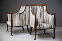 Pair Mahogany Upholstered Armchairs (2 of 11) Pair Mahogany Upholstered Armchairs (2 of 11)