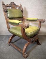 Late Victorian Carved Oak & Leather Armchair (13 of 14) Late Victorian Carved Oak & Leather Armchair (13 of 14)