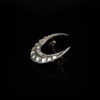 Antique Rose Cut Paste Gold and Silver Crescent Moon Brooch Pin (6 of 9) Antique Rose Cut Paste Gold and Silver Crescent Moon Brooch Pin (6 of 9)