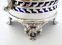 Large & Heavy Victorian Solid Sterling Silver & Blue Glass Liner Pierced Drum Mustard Pot Cruet, Antique English, Hallmarked (9 of 12) Large & Heavy Victorian Solid Sterling Silver & Blue Glass Liner Pierced Drum Mustard Pot Cruet, Antique English, Hallmarked (9 of 12)