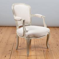 Pair of Large French Louis XV Style Painted Upholstered Armchairs (6 of 9) Pair of Large French Louis XV Style Painted Upholstered Armchairs (6 of 9)