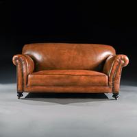 Late Victorian Leather Upholstered Drop-Arm Sofa (3 of 9) Late Victorian Leather Upholstered Drop-Arm Sofa (3 of 9)