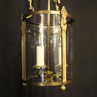 French Gilded Convex Triple Light Antique Hall Lantern (2 of 10) French Gilded Convex Triple Light Antique Hall Lantern (2 of 10)