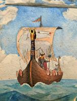 Unusual Original 19thc Seascape watercolour Painting - 11thc Vikings & Longboat (7 of 11) Unusual Original 19thc Seascape watercolour Painting - 11thc Vikings & Longboat (7 of 11)