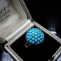 Antique Pavé Turquoise Bombé Cluster 9ct Gold & Silver Ring (6 of 8) Antique Pavé Turquoise Bombé Cluster 9ct Gold & Silver Ring (6 of 8)