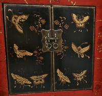 Red & Black Chinoiserie Lacquer Cupboard Decorated with Butterflies (3 of 7) Red & Black Chinoiserie Lacquer Cupboard Decorated with Butterflies (3 of 7)