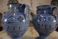Pair of Mid 17th Century Italian Majolica Berettino Wet Drug Jars (2 of 11) Pair of Mid 17th Century Italian Majolica Berettino Wet Drug Jars (2 of 11)