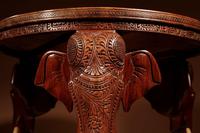 Anglo Indian Fine Carved Hardwood Round Side Elephant Table. 19th Century (9 of 12) Anglo Indian Fine Carved Hardwood Round Side Elephant Table. 19th Century (9 of 12)
