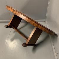 Large oval walnut coffee table with trestle base (3 of 6) Large oval walnut coffee table with trestle base (3 of 6)