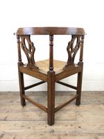 Antique 19th Century Oak Corner Chair with Rush Seat (3 of 10) Antique 19th Century Oak Corner Chair with Rush Seat (3 of 10)