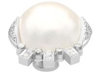 Mabe Pearl & 0.78ct Diamond, 9ct White Gold Earrings - Art Deco Style - Vintage c.1950 (3 of 9) Mabe Pearl & 0.78ct Diamond, 9ct White Gold Earrings - Art Deco Style - Vintage c.1950 (3 of 9)