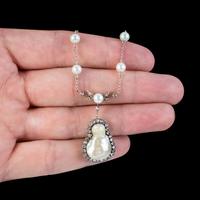 Art Deco Baroque Pearl Diamond Lavaliere Necklace 18ct Gold 2ct of Diamond c.1920 (7 of 9) Art Deco Baroque Pearl Diamond Lavaliere Necklace 18ct Gold 2ct of Diamond c.1920 (7 of 9)