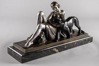 Stunning French Art Deco Bronze & Silvered Sculpture. Signed A.Ouline - Lady & Panther (2 of 11) Stunning French Art Deco Bronze & Silvered Sculpture. Signed A.Ouline - Lady & Panther (2 of 11)