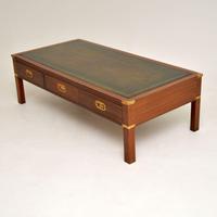 Antique Military Campaign Style Mahogany Leather Top Coffee Table (5 of 10) Antique Military Campaign Style Mahogany Leather Top Coffee Table (5 of 10)