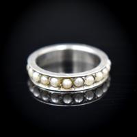Art Deco Pearl Full Eternity Sterling Silver Band Ring (4 of 10) Art Deco Pearl Full Eternity Sterling Silver Band Ring (4 of 10)