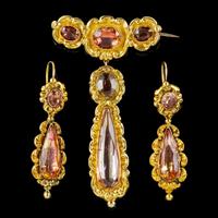 Antique Georgian Brooch & Earring Set 18ct Gold Pink Quartz + Paste Circa 1800 Boxed (2 of 11) Antique Georgian Brooch & Earring Set 18ct Gold Pink Quartz + Paste Circa 1800 Boxed (2 of 11)