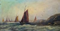 19thc (British School) Fishing Boats In Rough Seas Oil On Board Painting (2 of 13) 19thc (British School) Fishing Boats In Rough Seas Oil On Board Painting (2 of 13)