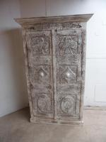 Handmade Indian Mango & Teak Large Painted White & Green 2 Door Storage Cupboard (3 of 7) Handmade Indian Mango & Teak Large Painted White & Green 2 Door Storage Cupboard (3 of 7)