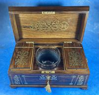 Regency Rosewood Brass Foliate Inlaid Tea Caddy (14 of 15) Regency Rosewood Brass Foliate Inlaid Tea Caddy (14 of 15)