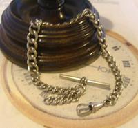 Antique Pocket Watch Chain 1890 Victorian Chunky Silver Nickel Albert With T Bar (2 of 11) Antique Pocket Watch Chain 1890 Victorian Chunky Silver Nickel Albert With T Bar (2 of 11)
