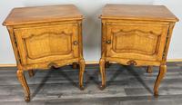 Pair of Vintage French Oak Bedside Tables Nightstands Cabinet (1 of 15)