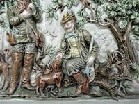 German or Austrian stove or fireplace faience tile with huntsmen & dogs c.1870 (12 of 13) German or Austrian stove or fireplace faience tile with huntsmen & dogs c.1870 (12 of 13)