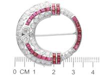 0.97ct Ruby & 2.23ct Diamond, 14ct White Gold Brooch - Art Deco c.1930 (7 of 9) 0.97ct Ruby & 2.23ct Diamond, 14ct White Gold Brooch - Art Deco c.1930 (7 of 9)