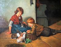 Huge Stunning 20thc Oil Portrait Painting Of 2 Children Playing In A Barn (3 of 12) Huge Stunning 20thc Oil Portrait Painting Of 2 Children Playing In A Barn (3 of 12)