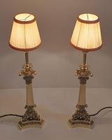 Pair of 19th Century Brass Empire Style Candlesticks Converted to Table Lamps (3 of 6) Pair of 19th Century Brass Empire Style Candlesticks Converted to Table Lamps (3 of 6)