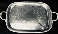 Large Silver Plated on Copper Two Handle Butlers Tray (6 of 6) Large Silver Plated on Copper Two Handle Butlers Tray (6 of 6)