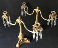 Pair of Good Quality Antique Gilt Brass & Crystal Drop Neo Classical Two Branch Candelabra (2 of 8) Pair of Good Quality Antique Gilt Brass & Crystal Drop Neo Classical Two Branch Candelabra (2 of 8)