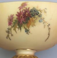 Large & Fine Royal Worcester Blush Ivory Style & Floral Navette Pedestal Bowl c.1912 (4 of 8) Large & Fine Royal Worcester Blush Ivory Style & Floral Navette Pedestal Bowl c.1912 (4 of 8)