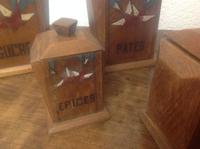 Rare Set of French Art Deco Solid Oak Graduated Kitchen Storage Jars for Coffee, Flour, Salt, 9 in French of Course (4 of 6) Rare Set of French Art Deco Solid Oak Graduated Kitchen Storage Jars for Coffee, Flour, Salt, 9 in French of Course (4 of 6)