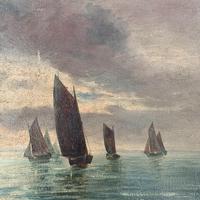 Antique marine seascape oil painting Fishing Boats with a good catch signed W Graves 1918 (6 of 11) Antique marine seascape oil painting Fishing Boats with a good catch signed W Graves 1918 (6 of 11)