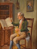 Oil Painting by Alexander Austen "The Trumpet Player" (2 of 5) Oil Painting by Alexander Austen "The Trumpet Player" (2 of 5)