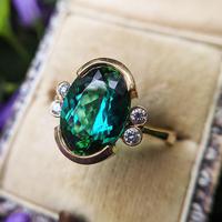 Vintage 18ct Gold Green Tourmaline & Diamond Dress Ring (6 of 13) Vintage 18ct Gold Green Tourmaline & Diamond Dress Ring (6 of 13)