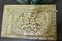 Embossed Brass Log or Coal Box, or Slipper Box with Tavern Scenes (6 of 6) Embossed Brass Log or Coal Box, or Slipper Box with Tavern Scenes (6 of 6)