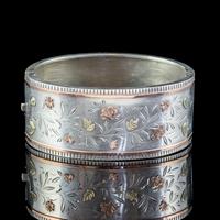 Antique Victorian Floral Cuff Bangle Silver Gold c.1890 (2 of 6) Antique Victorian Floral Cuff Bangle Silver Gold c.1890 (2 of 6)
