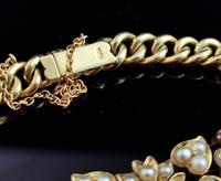 Antique 15ct Gold Ruby and Pearl Curb Bracelet, Floral (5 of 10) Antique 15ct Gold Ruby and Pearl Curb Bracelet, Floral (5 of 10)