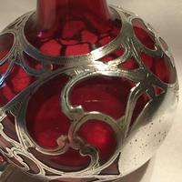 Beautiful Cranberry Glass & Silver Overlay Scent Bottle c.1900 (4 of 5) Beautiful Cranberry Glass & Silver Overlay Scent Bottle c.1900 (4 of 5)