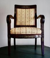 Mahogany Napoleonic and heavily mounted brass upholstered armchair. (5 of 6) Mahogany Napoleonic and heavily mounted brass upholstered armchair. (5 of 6)