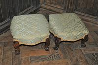 Pair of Upholstered Walnut Stools (3 of 4) Pair of Upholstered Walnut Stools (3 of 4)