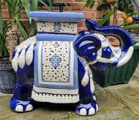 Mid 20th Century French Ceramic Hand-painted Elephant-form Garden Seat (5 of 9) Mid 20th Century French Ceramic Hand-painted Elephant-form Garden Seat (5 of 9)