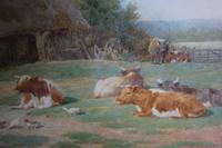 Antique Original Watercolour - Cows Resting - Charles James Adams c.1900 (4 of 9) Antique Original Watercolour - Cows Resting - Charles James Adams c.1900 (4 of 9)